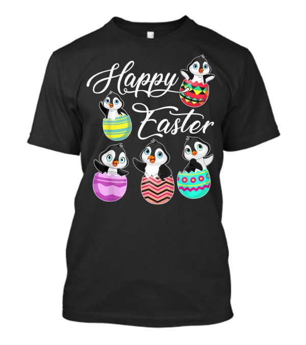 Happy Easter Penguins Hatching From Colorful Eggs T-Shirt