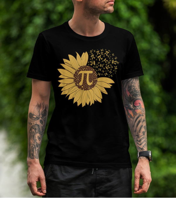 Pi Day Sunflower With Pi Number Symbol 314 Math T-Shirt