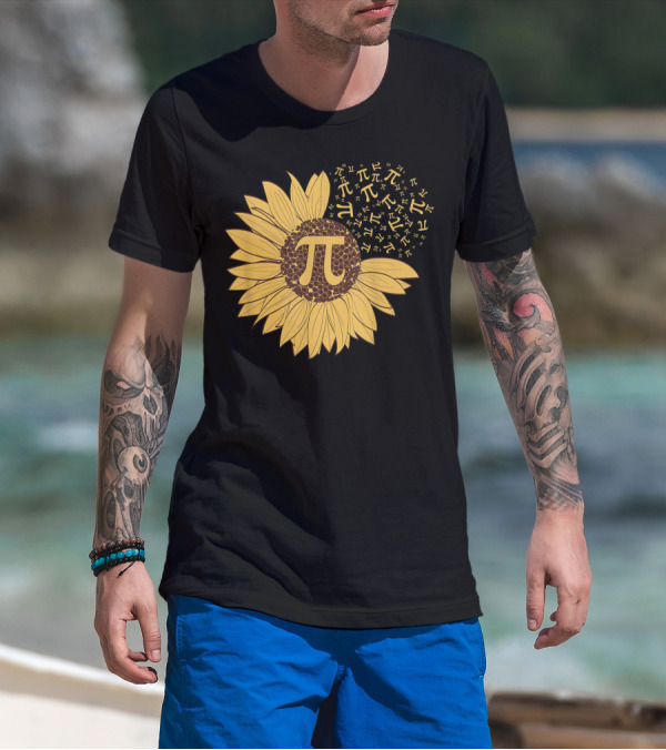 Pi Day Sunflower With Pi Number Symbol 314 Math T-Shirt