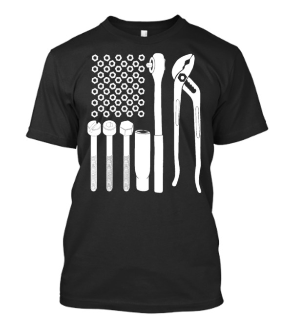 USA Flag Tools Nuts Wrenches Pliers For Car Mechanic Garage T-Shirt