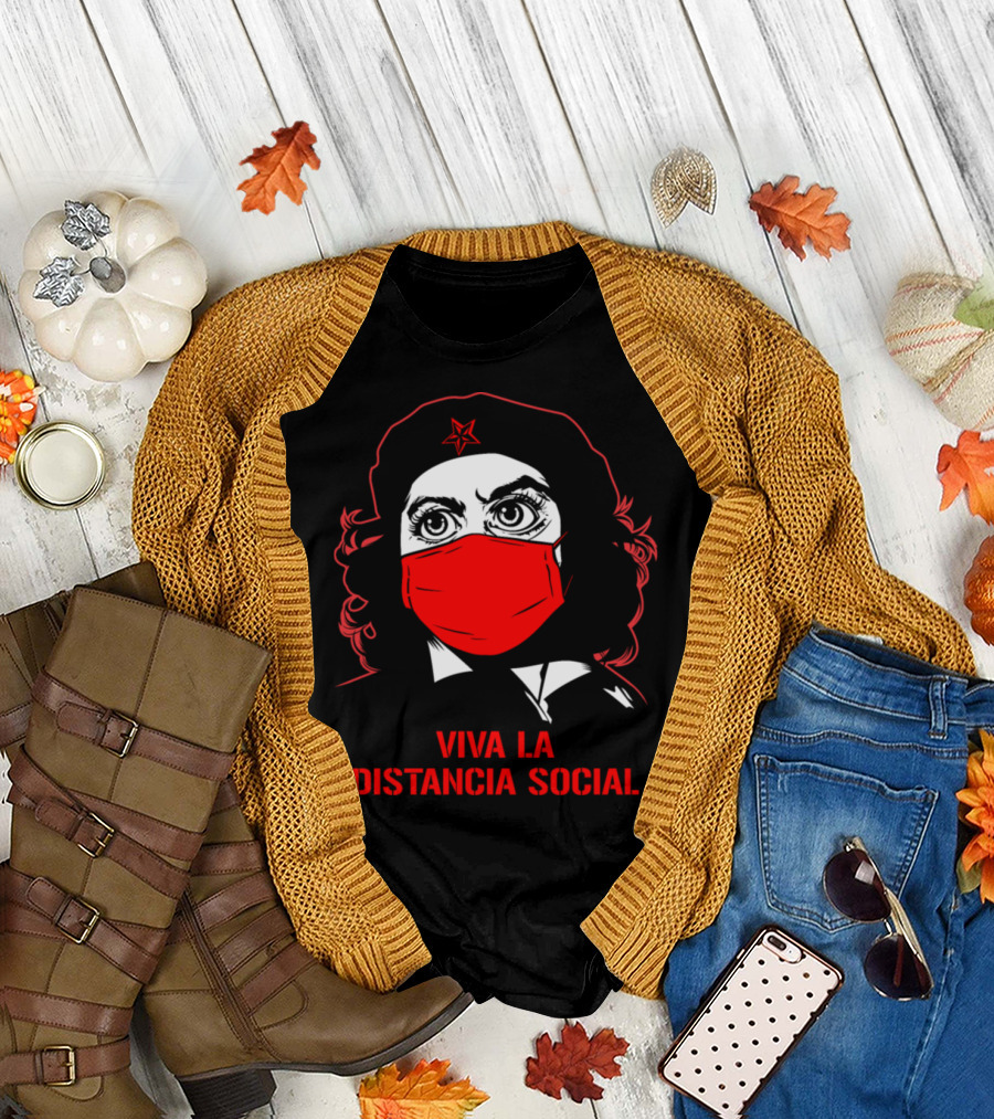 Viva La Distancia Social Red Mask Che Guevara T-Shirt