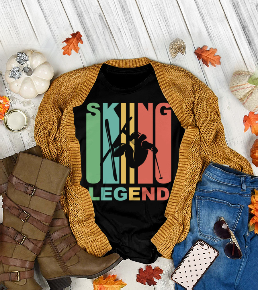 Vintage Skiing Legend Silhouette Skiing Legend T-Shirt