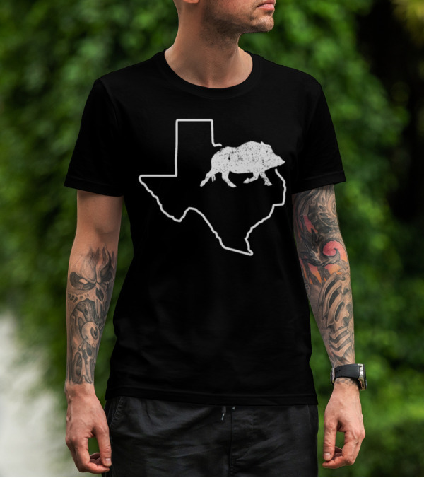 Feral Hogs Javelina Hog Texas Wild Boar State Outline T-Shirt