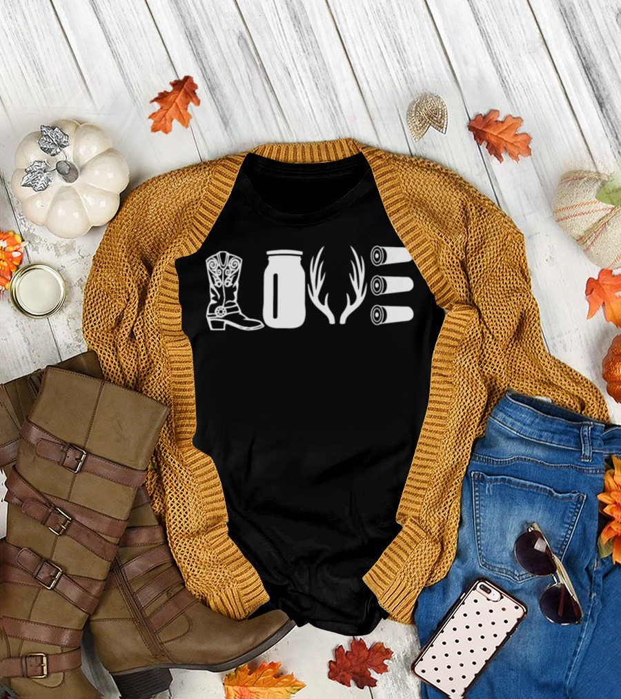 Love Hunting Juniors Boot Jar Antlers T-Shirt
