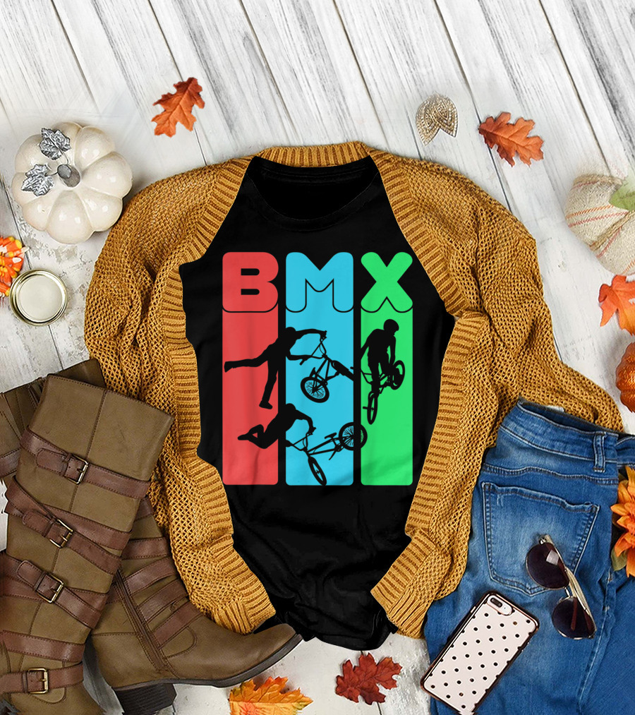 BMX Stunt Silhouette Eat Sleep Bmx Repeat Bicycle T-Shirt
