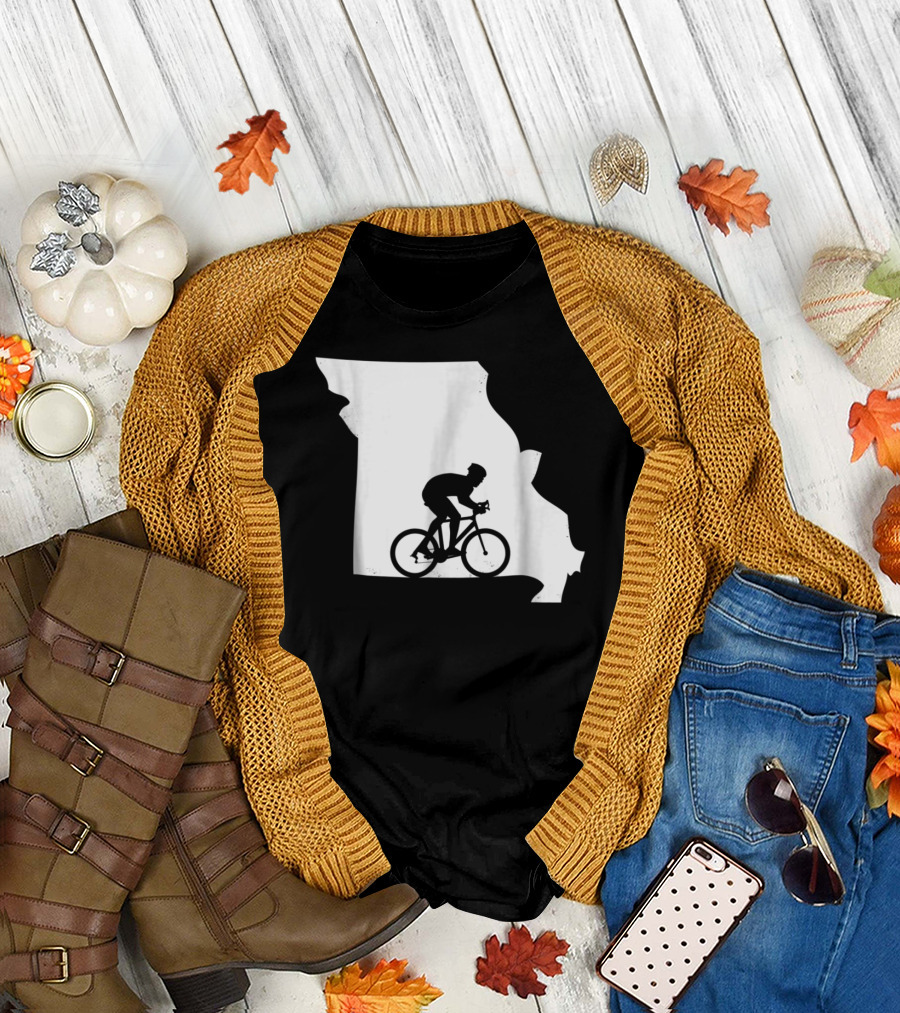 Missouri Biking Love Mountain Bike Silhouette Mo Biker T-Shirt