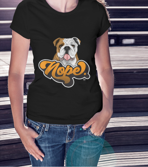 Nope Lazy English Bulldog Dog Lover Cool Iconic T-Shirt