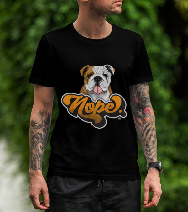 Nope Lazy English Bulldog Dog Lover Cool Iconic T-Shirt