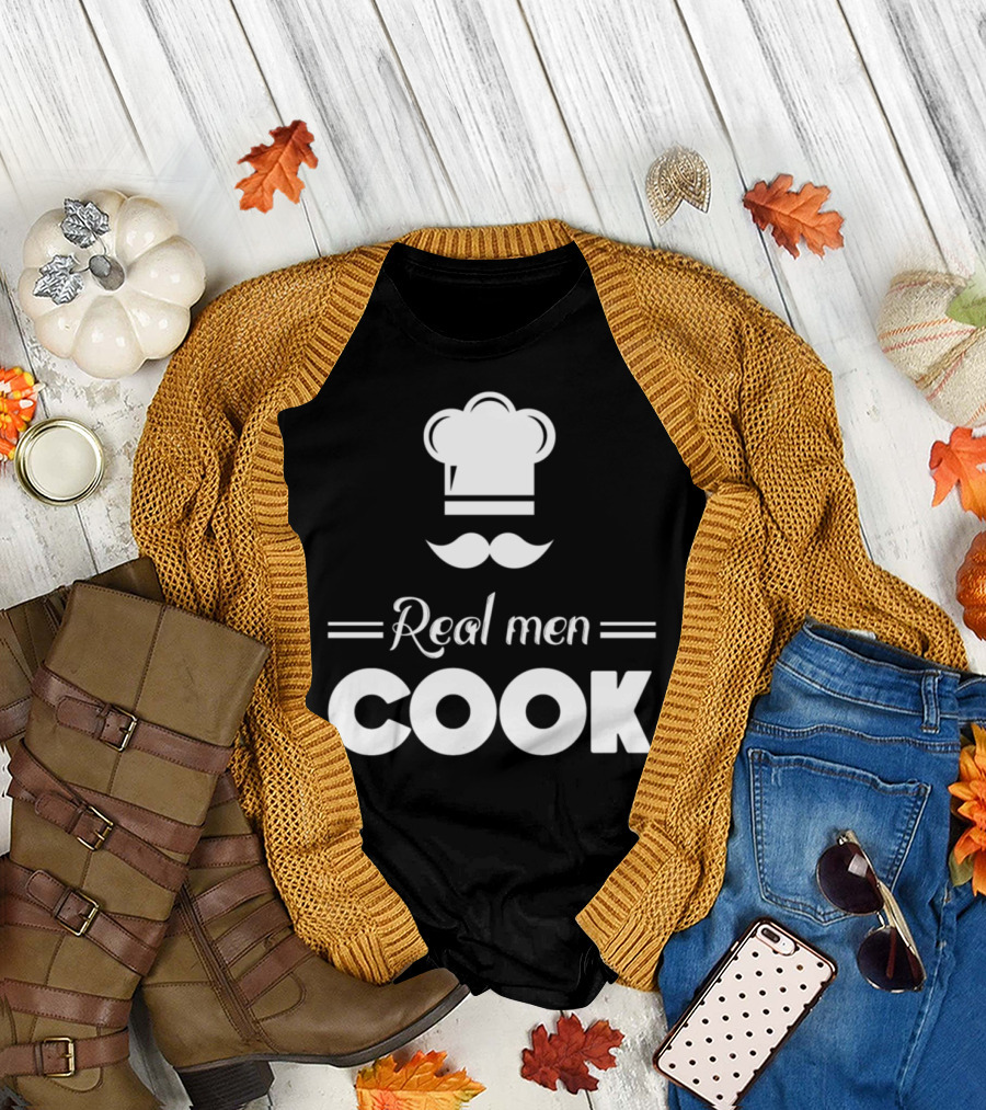 Real Men Cook Chef Hat Mustache T-Shirt