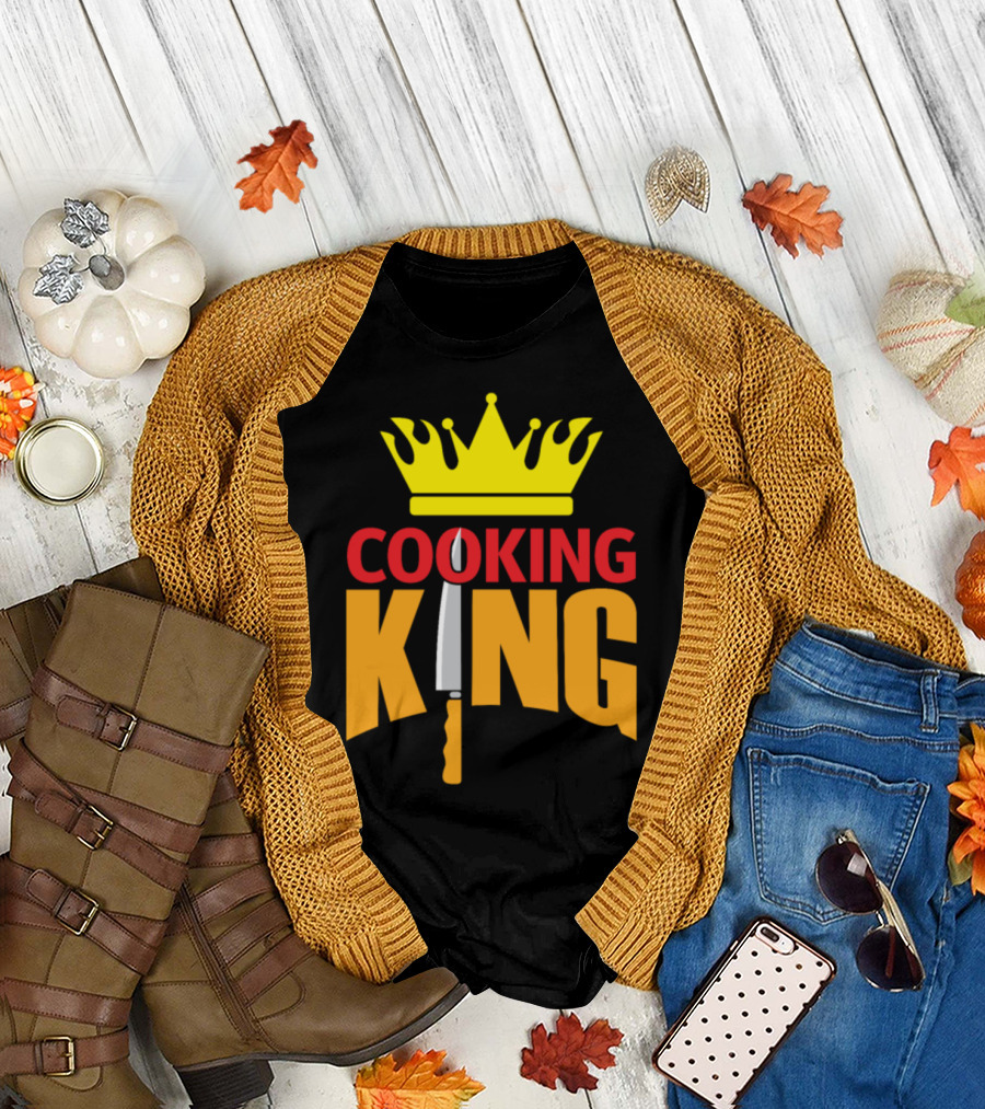 Cooking King Chef Crown Kitchen Knife Christmas T-Shirt