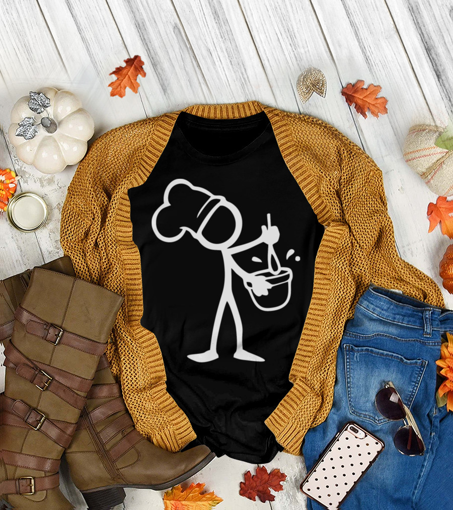Stick Figure Chef Stirring Mixing Bowl T-Shirt