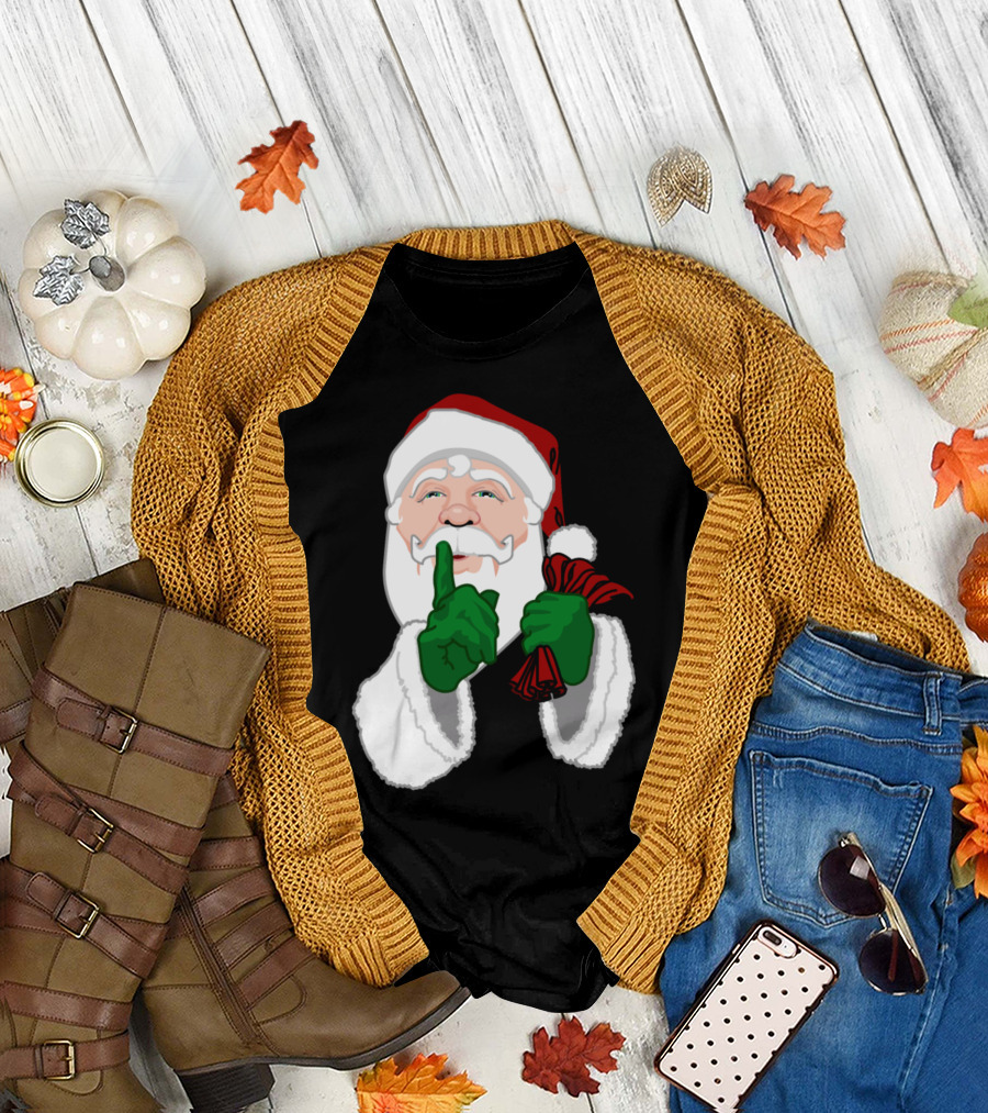 Santa Classic Claus Shushing Gesture T-Shirt
