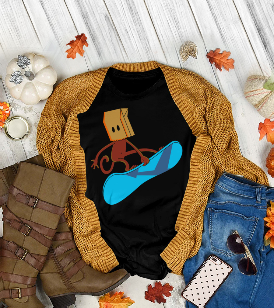 Snowboard Monkey Funny Ape Idiot T-Shirt