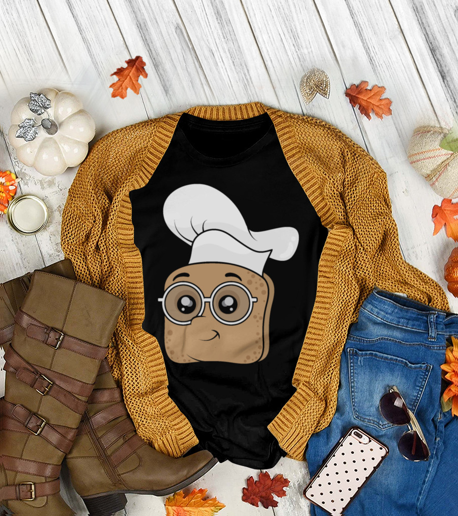 Kawaii Bread Chef Cartoon with Glasses T-Shirt
