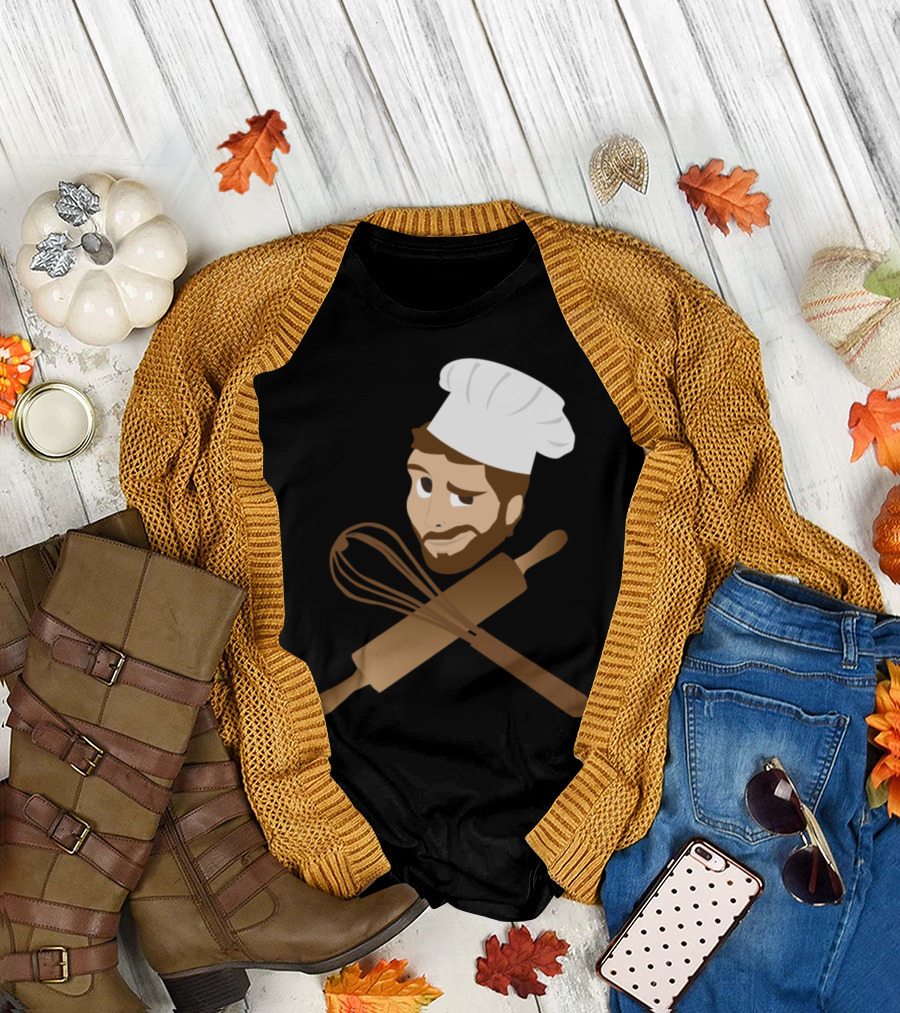 I Love Baking Funny Baker with Chef Hat Whisk and Rolling Pin T-Shirt