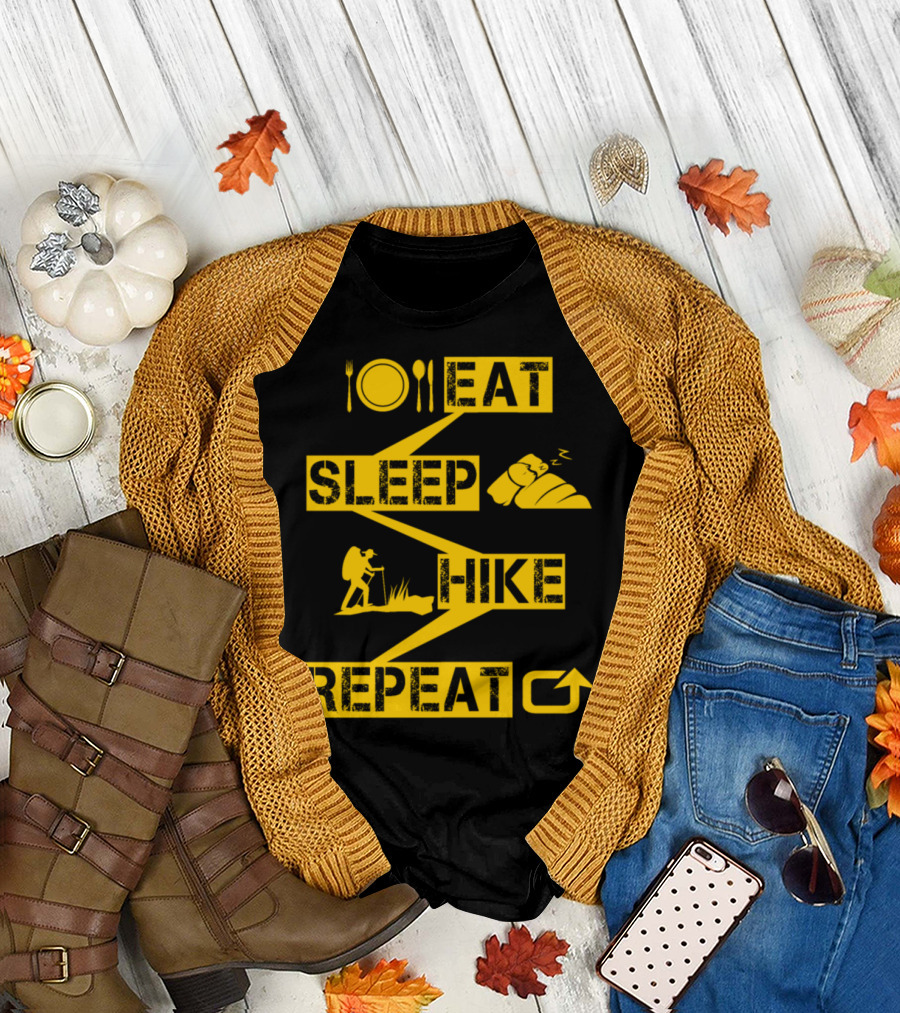 Eat Sleep Hike Repeat Adventure Motivation Icons T-Shirt