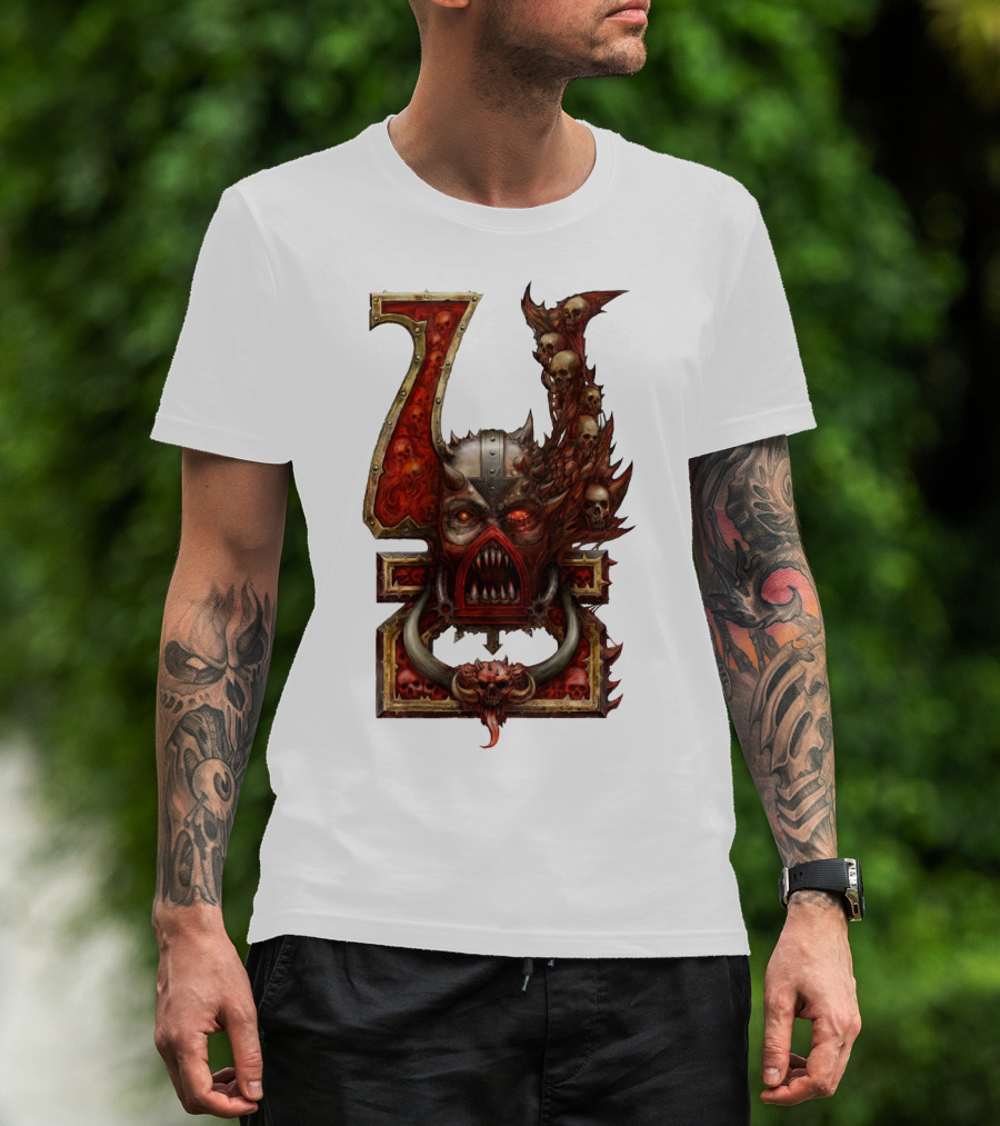 Khorne Chaos Symbol Warhammer 40K Skull Throne T-Shirt