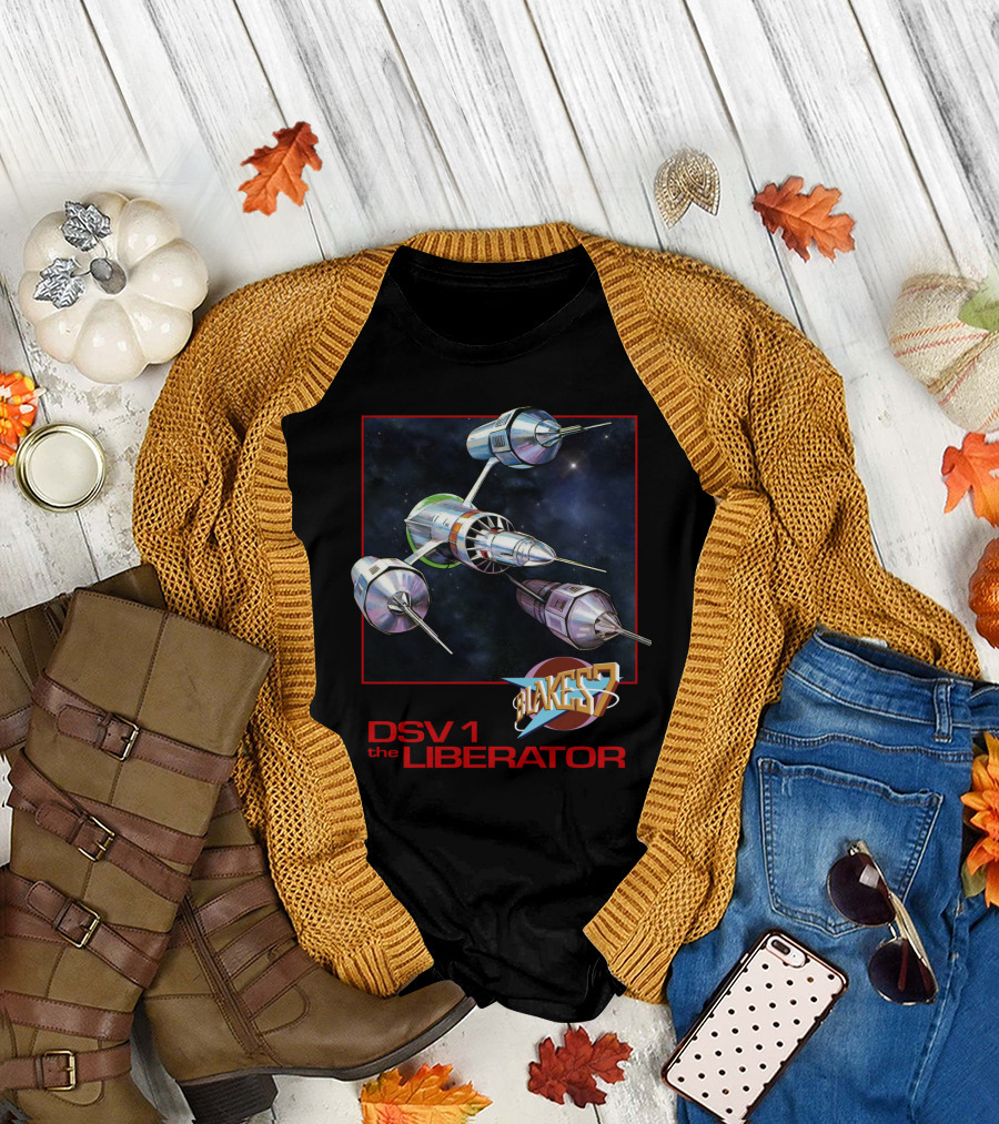Blake's 7 DSV1 The Liberator Spacecraft in Outer Space T-Shirt