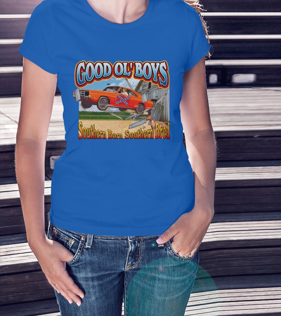 Good Ol' Boys Southern Born Southern Bred Dukes Of Hazzard Car Jump Scene T-Shirt