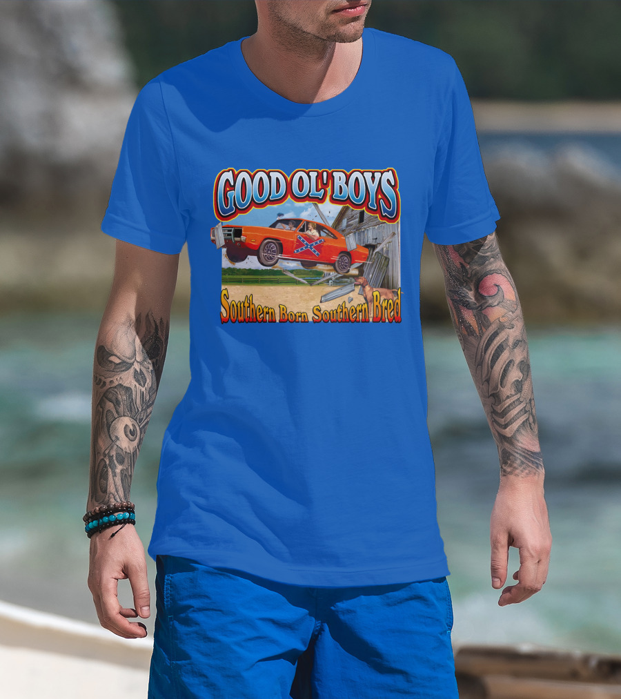 Good Ol' Boys Southern Born Southern Bred Dukes Of Hazzard Car Jump Scene T-Shirt