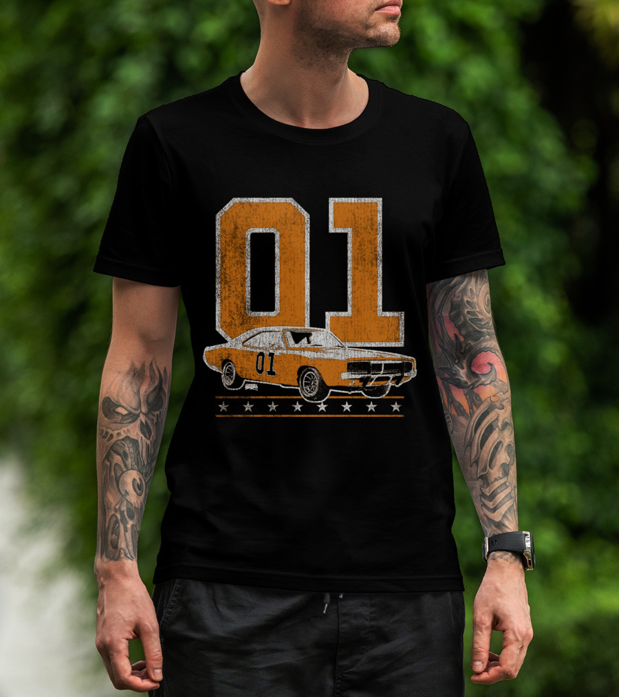 01 General Lee Dukes Of Hazzard Car Stars T-Shirt