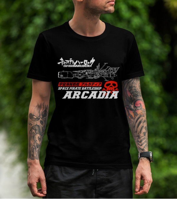 Captain Harlock Space Pirate Battleship Arcadia Skull T-Shirt