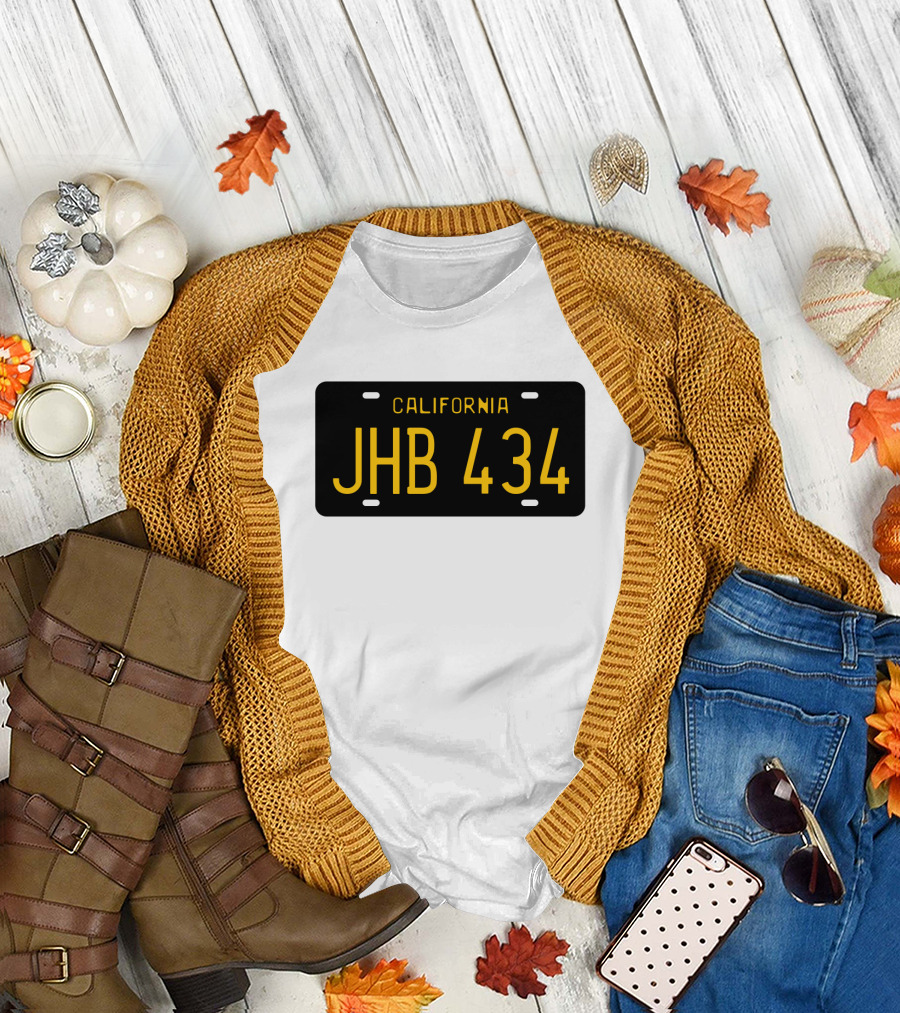 Two Lane Blacktop California JHB 434 License Plate T-Shirt