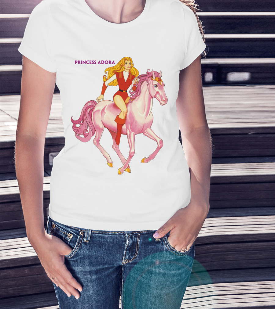 Princess Adora Riding Pink Horse She-Ra Character Fan T-Shirt