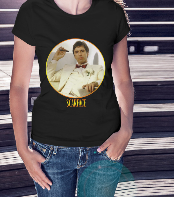 Scarface Iconic Movie Character In Circle Frame T-Shirt