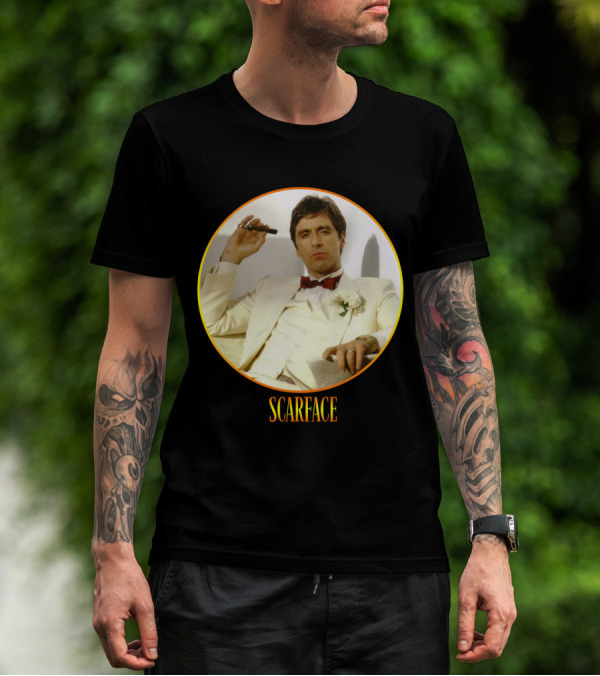Scarface Iconic Movie Character In Circle Frame T-Shirt