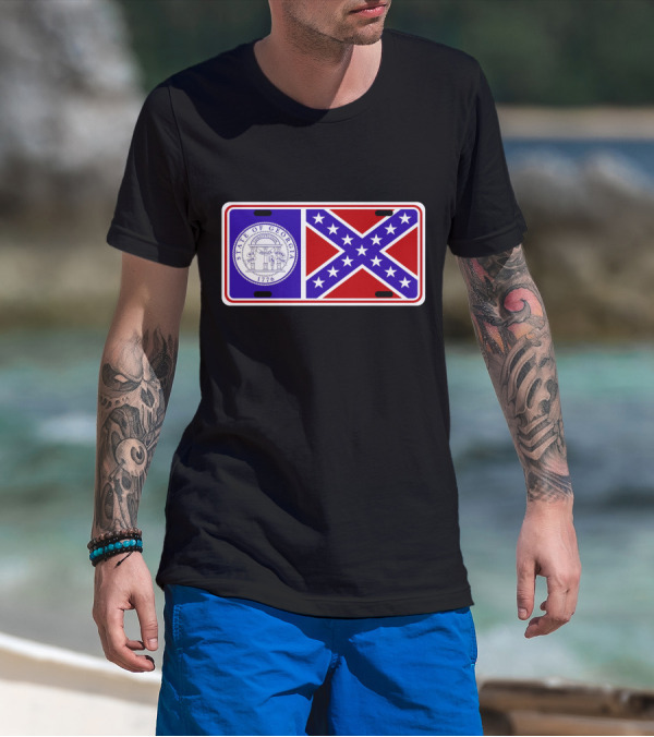 Smokey And The Bandit Georgia State Confederate Flag License Plate 1776 T-Shirt