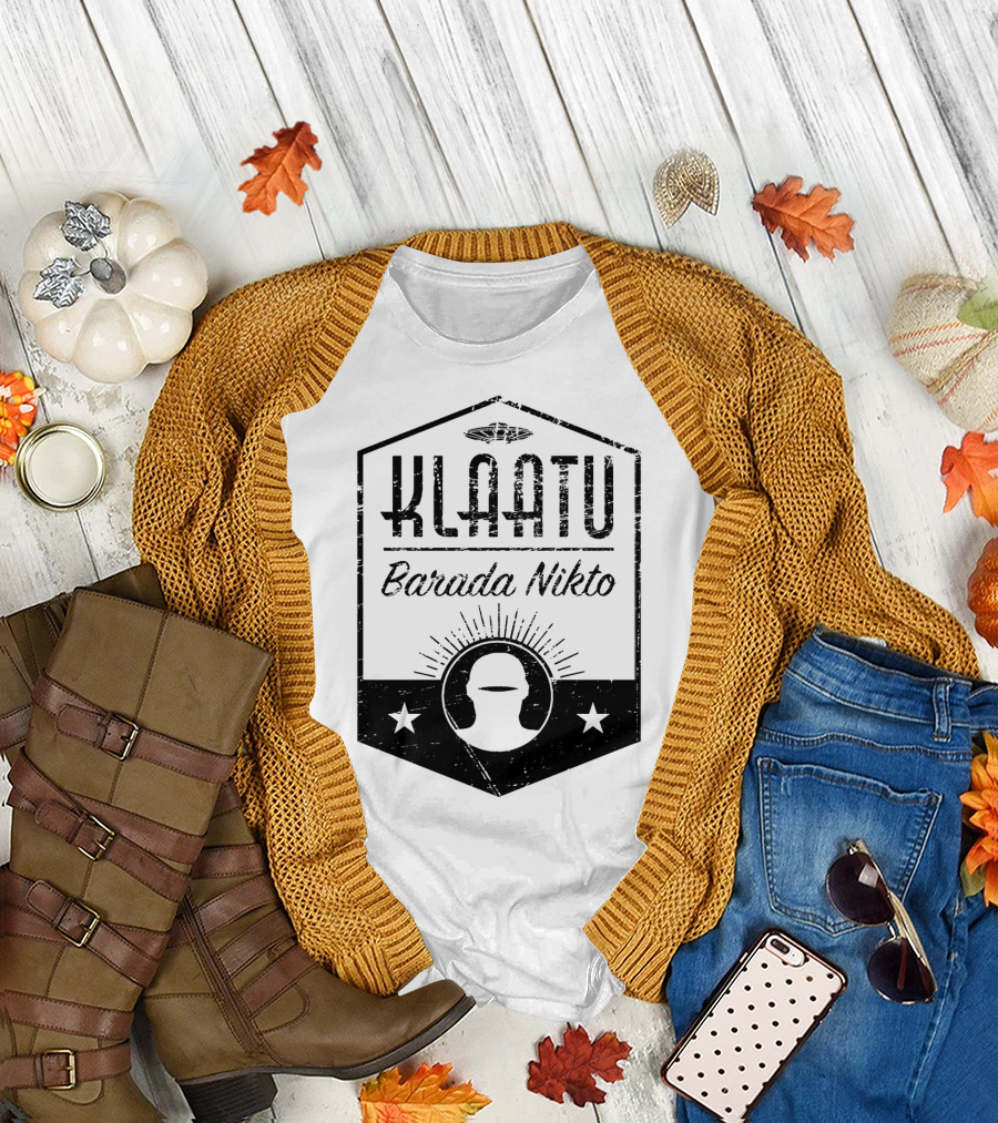 Klaatu Barada Nikto The Day the Earth Stood Still Spaceship Icon Retro Badge T-Shirt