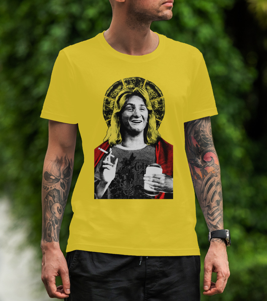Fast Times At Ridgemont High Jeff Spicoli Halo Smoking And Holding Drink T-Shirt