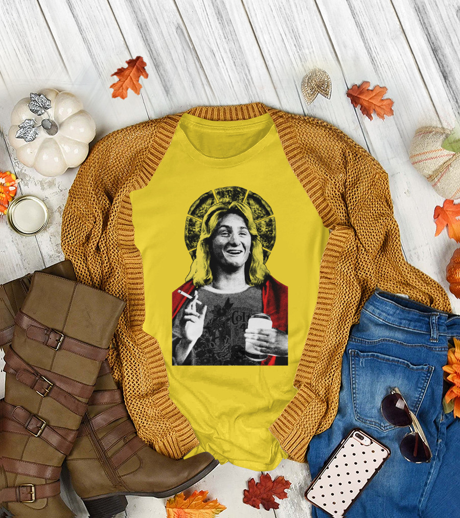 Fast Times At Ridgemont High Jeff Spicoli Halo Smoking And Holding Drink T-Shirt