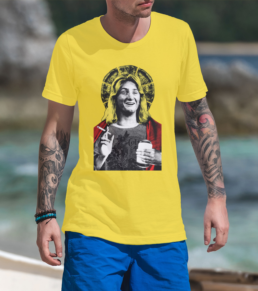 Fast Times At Ridgemont High Jeff Spicoli Halo Smoking And Holding Drink T-Shirt