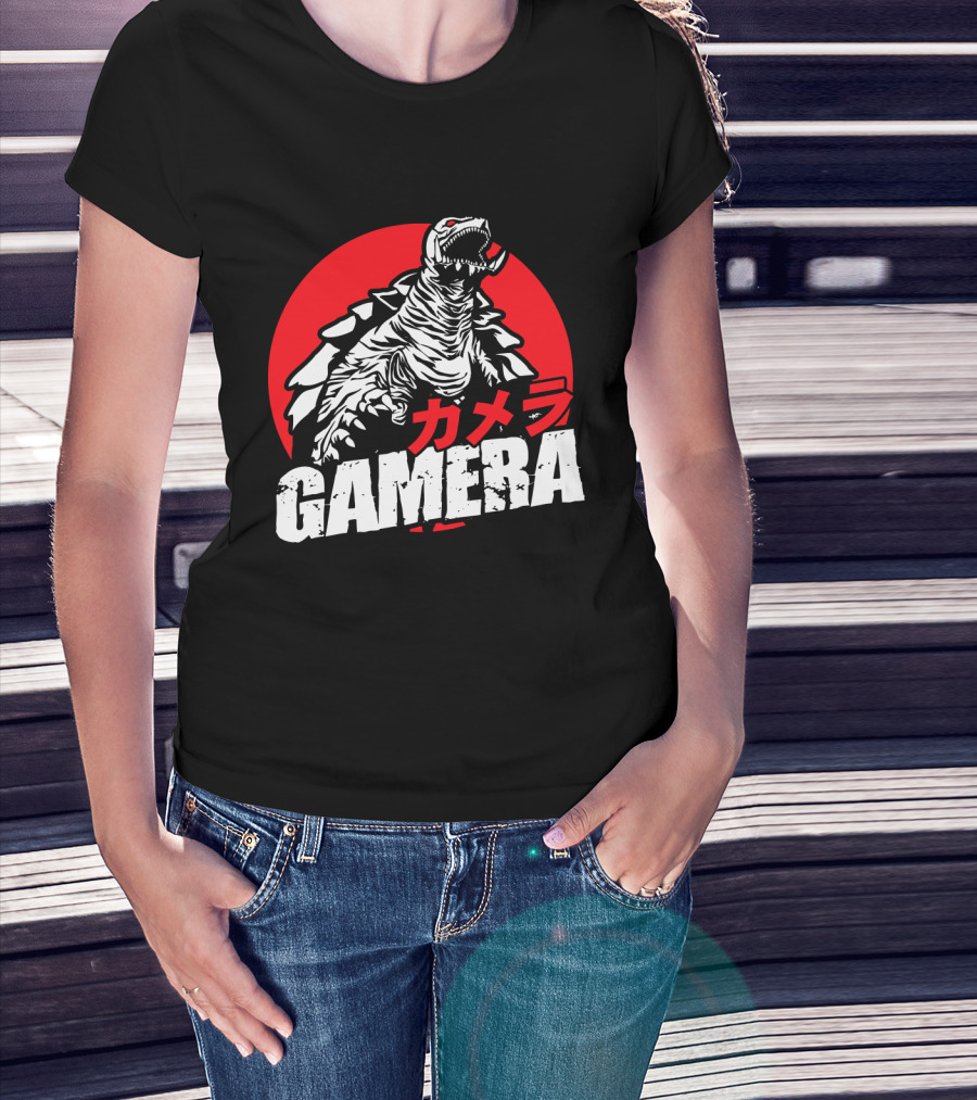 GAMERA Flying Turtle Kaiju Red Circle Background T-Shirt