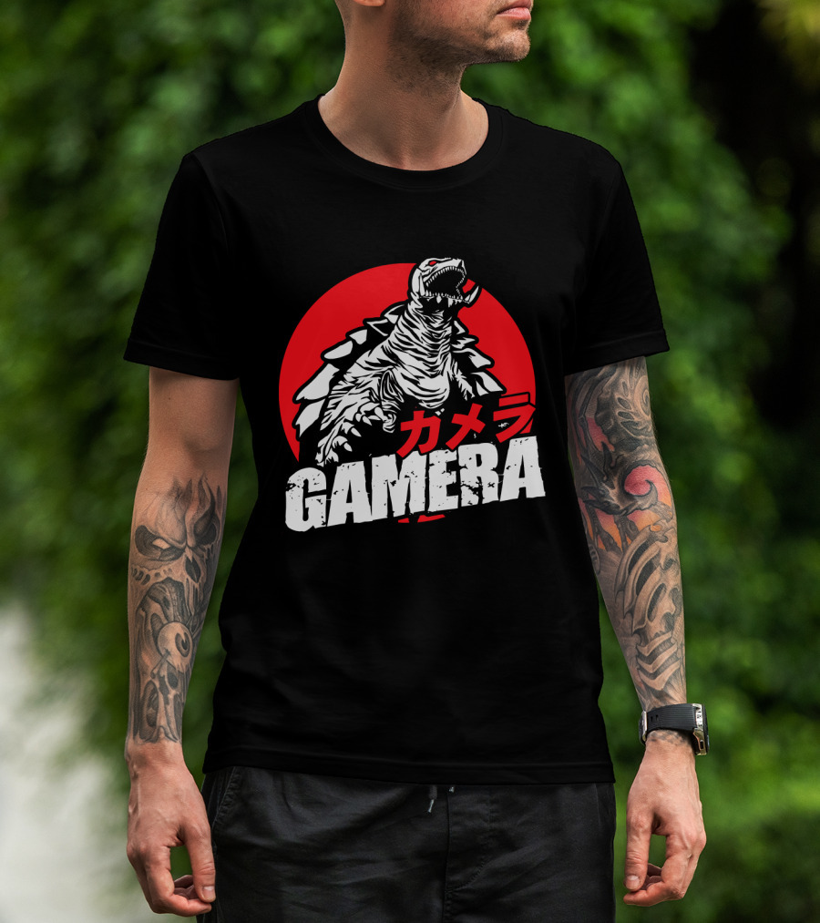 GAMERA Flying Turtle Kaiju Red Circle Background T-Shirt