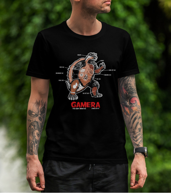 GAMERA THE GIANT MONSTER ANATOMY DETAIL BRAIN LUNGS MAGMA SAC URANIUM SAC T-Shirt