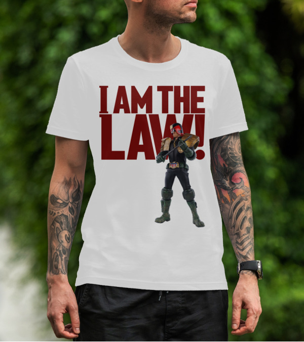 Judge Dredd I Am The Law Action Figure Stance T-Shirt
