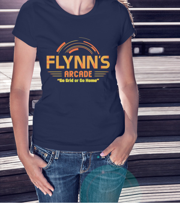 Flynn's Arcade Go Grid Or Go Home Retro Gaming T-Shirt