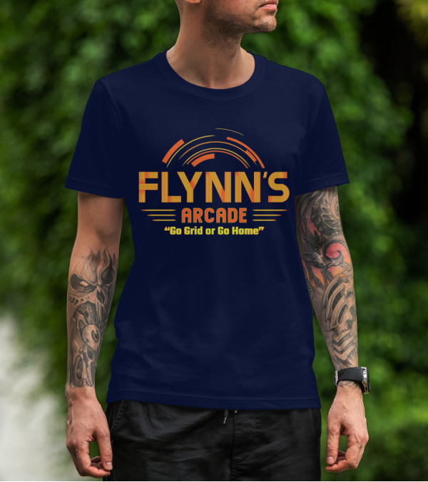 Flynn's Arcade Go Grid Or Go Home Retro Gaming T-Shirt