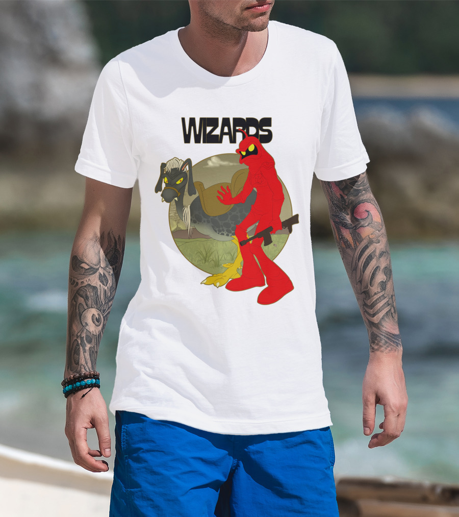 Wizards Animation Character With Red Humanoid And Armed Bird T-Shirt