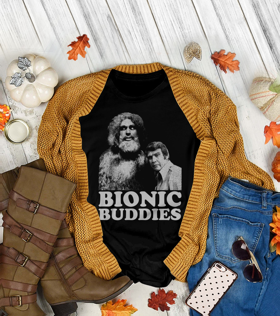 Six Million Dollar Man Bionic Buddies Retro TV Show Iconic Duo T-Shirt