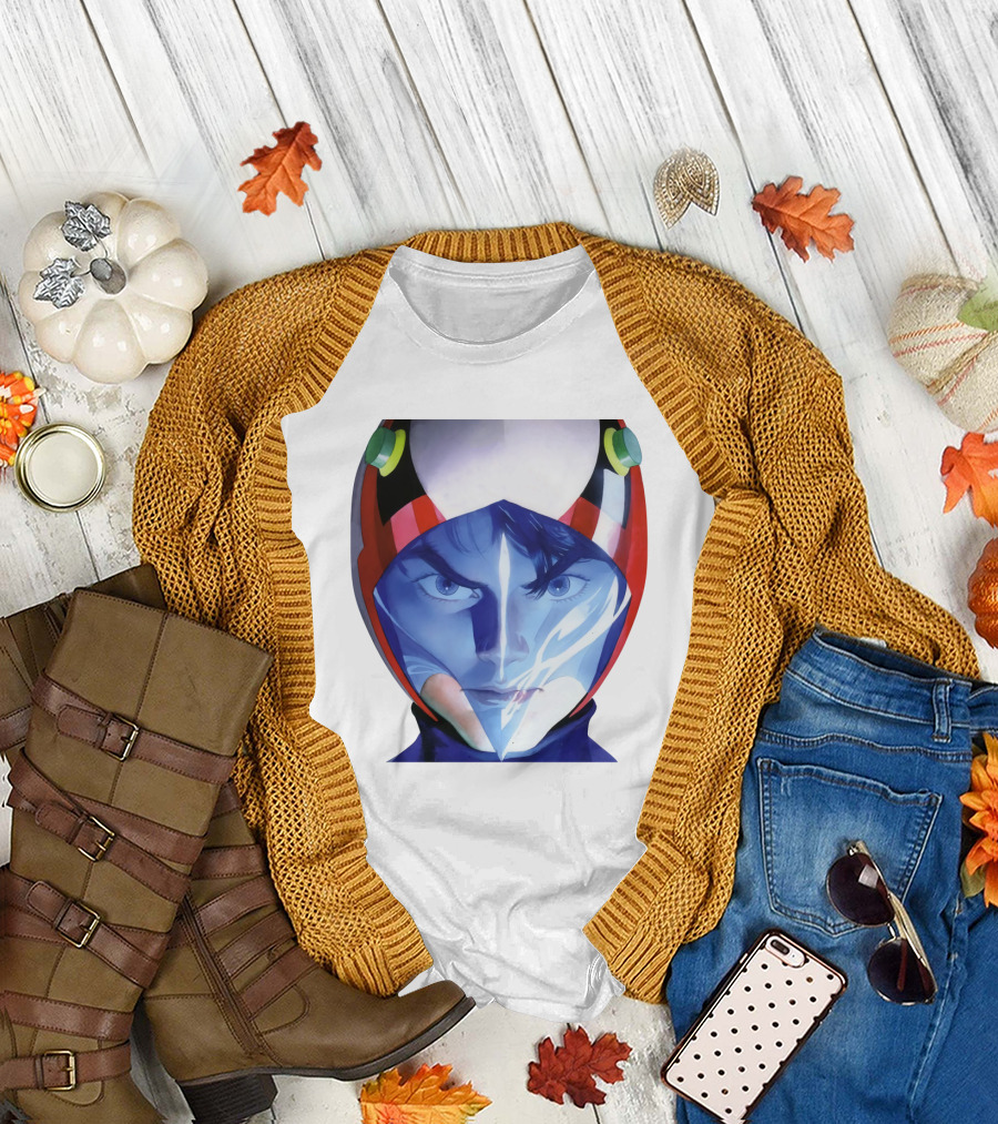 Battle of The Planets GuideBook Helmet Face Close-Up T-Shirt