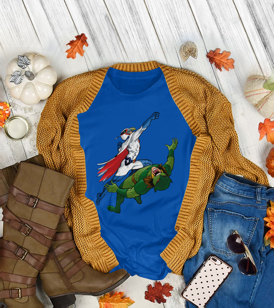 Science Ninja Team Gatchaman Battle of the Planets Dynamic Heroic Battle Scene T-Shirt
