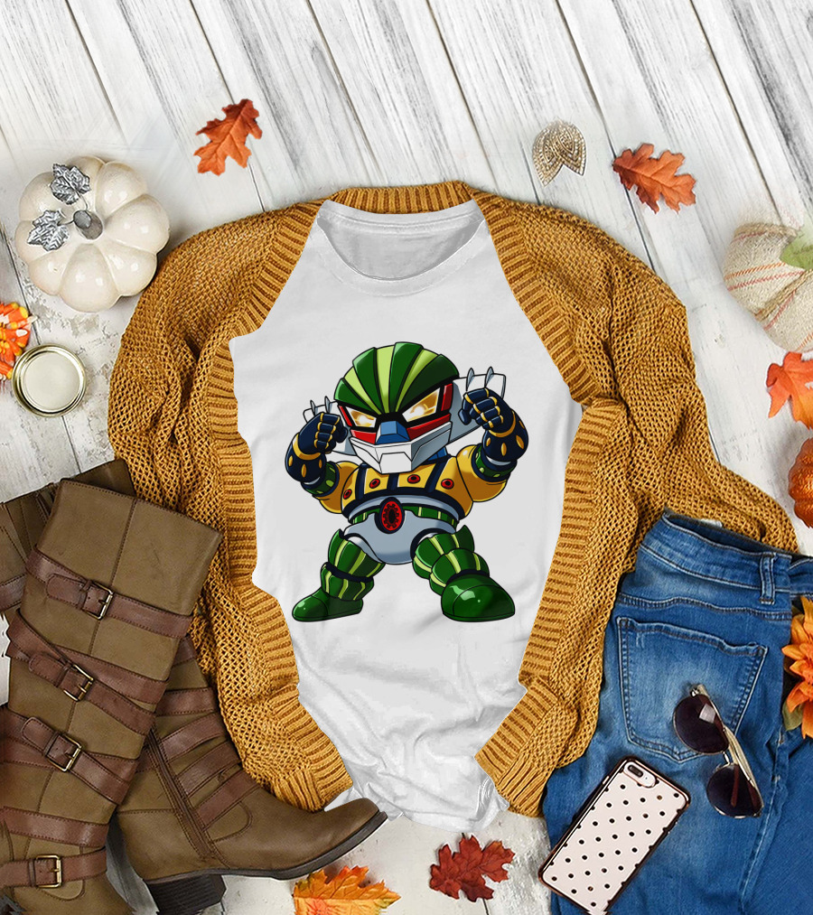 Jeeg SD Robot Anime Character Bold and Colorful Pose T-Shirt
