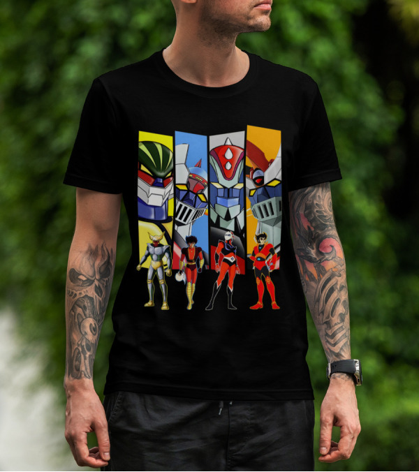 Jeeg Mazinga Mazinger Goldrake Grendizer Robot Heroes Ensemble T-Shirt