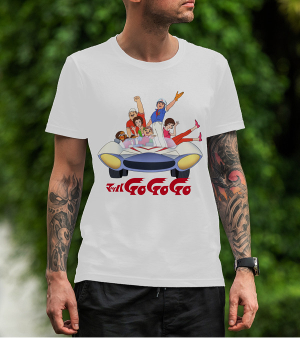Mach GoGoGo Anime Group In Classic Racing Car T-Shirt