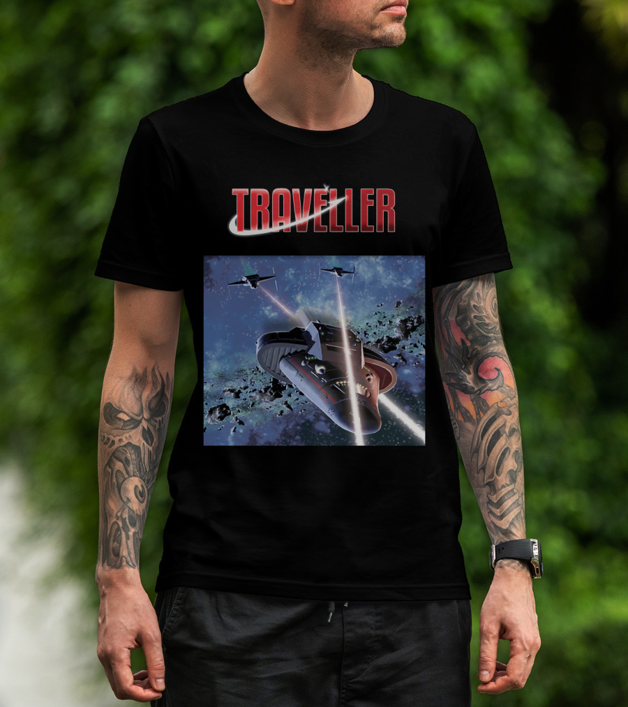 Traveller Space Adventure Cosmic Battle Scene T-Shirt