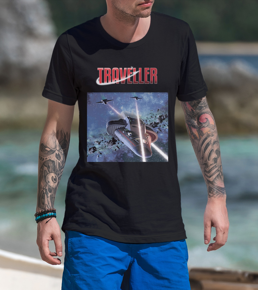 Traveller Space Adventure Cosmic Battle Scene T-Shirt
